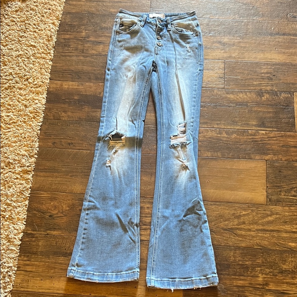KanCan Light Blue Distressed Flare Jeans